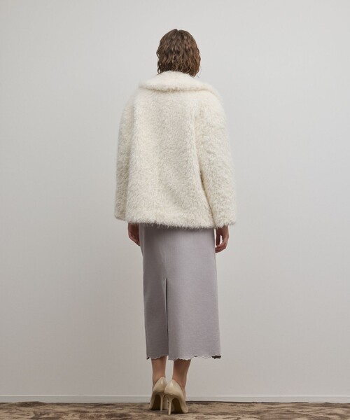 GRACE CONTINENTAL（グレースコンチネンタル）の「フェイクファーPコート（ピーコート・レディース・サックスブルー/キナリ・36）」の5枚目の写真