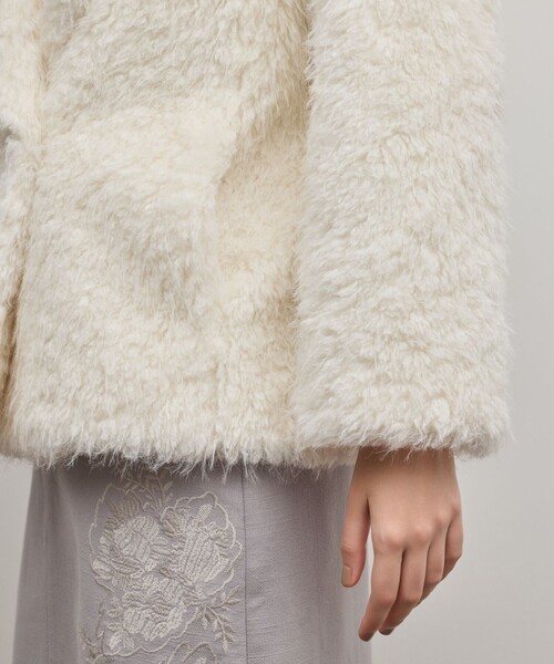 GRACE CONTINENTAL（グレースコンチネンタル）の「フェイクファーPコート（ピーコート・レディース・サックスブルー/キナリ・36）」の11枚目の写真