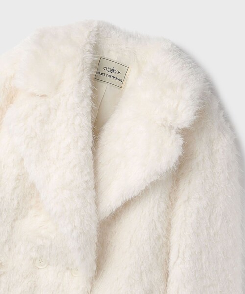 GRACE CONTINENTAL（グレースコンチネンタル）の「フェイクファーPコート（ピーコート・レディース・サックスブルー/キナリ・36）」の16枚目の写真