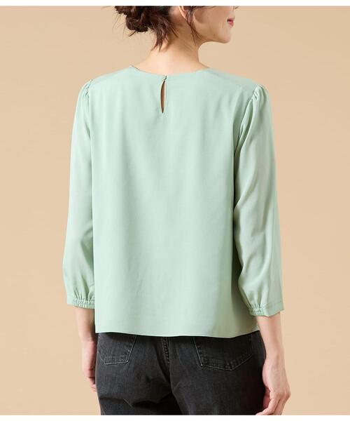 NEWYORKER(ニューヨーカー)の「TR天竺&ストレッチデシン ドッキングブラウス(Tシャツ/カットソー・レディース・ライトグレー/ピンク/ライトグリーン・M/L)」の11枚目の写真