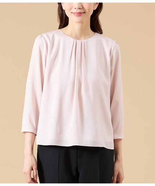 NEWYORKER(ニューヨーカー)の「TR天竺&ストレッチデシン ドッキングブラウス(Tシャツ/カットソー・レディース・ライトグレー/ピンク/ライトグリーン・M/L)」の18枚目の写真