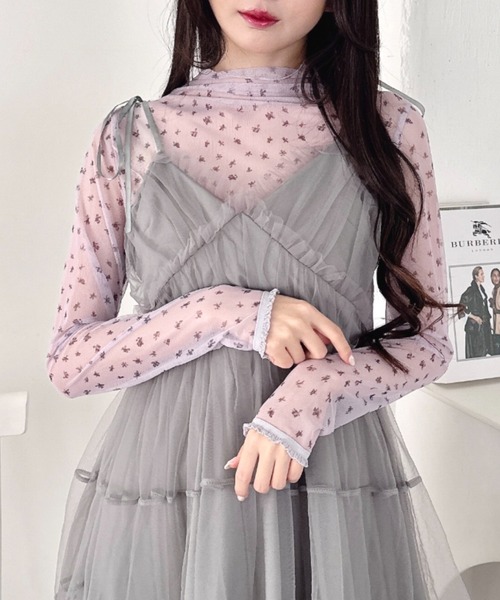 Loueme(ルエム)の「【フラワー&無地】プチレースハイネックシアートップス(Tシャツ/カットソー・レディース・ブラック系その他/ブラック/ホワイト/ホワイト系その他/パープル系その他・FREE)」の5枚目の写真