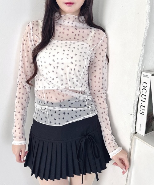Loueme(ルエム)の「【フラワー&無地】プチレースハイネックシアートップス(Tシャツ/カットソー・レディース・ブラック系その他/ブラック/ホワイト/ホワイト系その他/パープル系その他・FREE)」の12枚目の写真