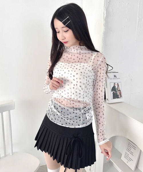 Loueme(ルエム)の「【フラワー&無地】プチレースハイネックシアートップス(Tシャツ/カットソー・レディース・ブラック系その他/ブラック/ホワイト/ホワイト系その他/パープル系その他・FREE)」の14枚目の写真