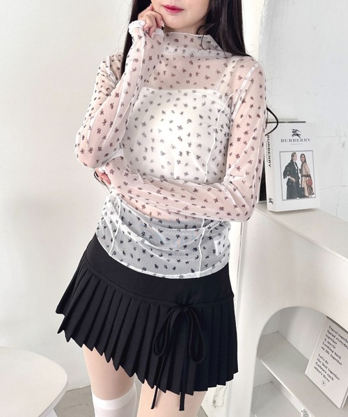 Loueme(ルエム)の「【フラワー&無地】プチレースハイネックシアートップス(Tシャツ/カットソー・レディース・ブラック系その他/ブラック/ホワイト/ホワイト系その他/パープル系その他・FREE)」の13枚目の写真