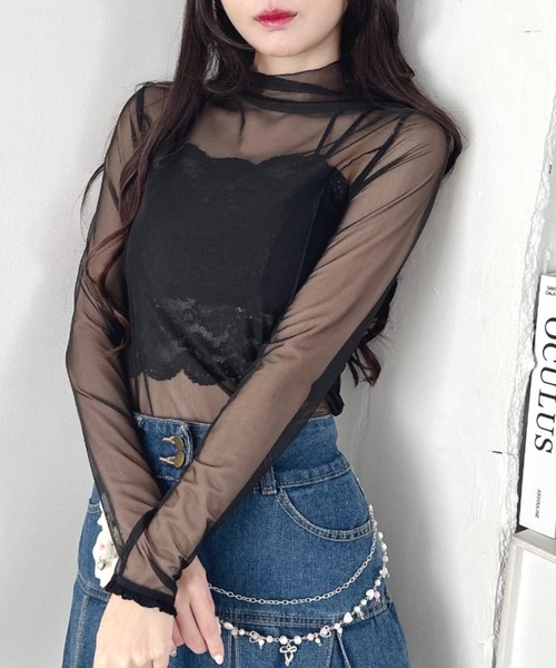 Loueme(ルエム)の「【フラワー&無地】プチレースハイネックシアートップス(Tシャツ/カットソー・レディース・ブラック系その他/ブラック/ホワイト/ホワイト系その他/パープル系その他・FREE)」の18枚目の写真