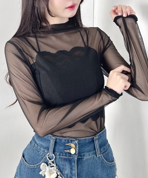 Loueme(ルエム)の「【フラワー&無地】プチレースハイネックシアートップス(Tシャツ/カットソー・レディース・ブラック系その他/ブラック/ホワイト/ホワイト系その他/パープル系その他・FREE)」の17枚目の写真