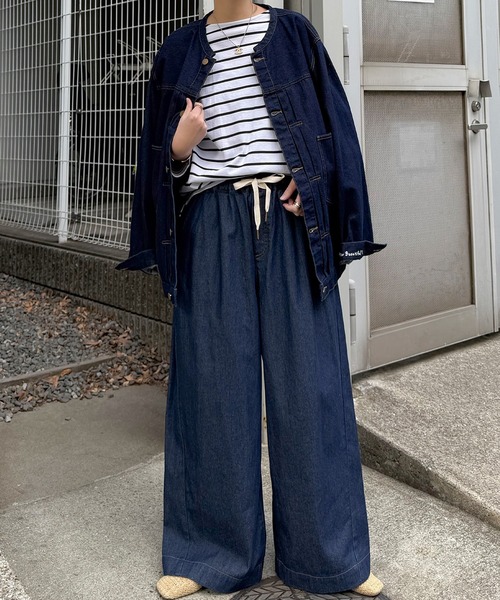 LBC（エルビーシー）の「【セットアップ着用可能】LBC ドロストワイドイージーパンツ（その他パンツ・レディース・ネイビー/オフホワイト/ライトブルー・L/M）」の13枚目の写真