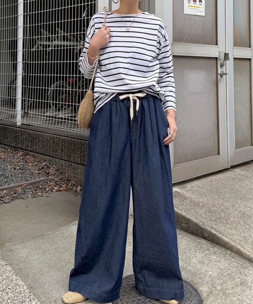 LBC（エルビーシー）の「【セットアップ着用可能】LBC ドロストワイドイージーパンツ（その他パンツ・レディース・ネイビー/オフホワイト/ライトブルー・L/M）」の14枚目の写真