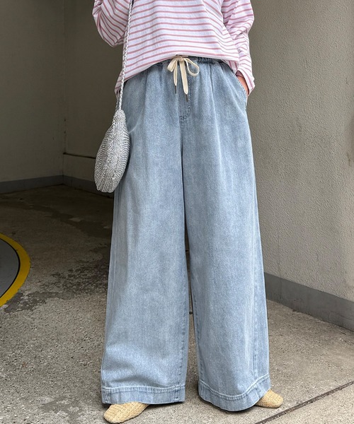 LBC（エルビーシー）の「【セットアップ着用可能】LBC ドロストワイドイージーパンツ（その他パンツ・レディース・ネイビー/オフホワイト/ライトブルー・L/M）」の17枚目の写真