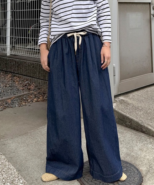 LBC（エルビーシー）の「【セットアップ着用可能】LBC ドロストワイドイージーパンツ（その他パンツ・レディース・ネイビー/オフホワイト/ライトブルー・L/M）」の19枚目の写真