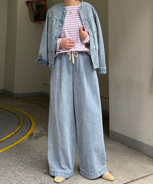 LBC（エルビーシー）の「【セットアップ着用可能】LBC ドロストワイドイージーパンツ（その他パンツ・レディース・ネイビー/オフホワイト/ライトブルー・L/M）」の5枚目の写真