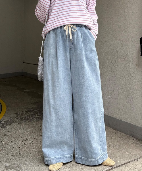 LBC（エルビーシー）の「【セットアップ着用可能】LBC ドロストワイドイージーパンツ（その他パンツ・レディース・ネイビー/オフホワイト/ライトブルー・L/M）」の8枚目の写真