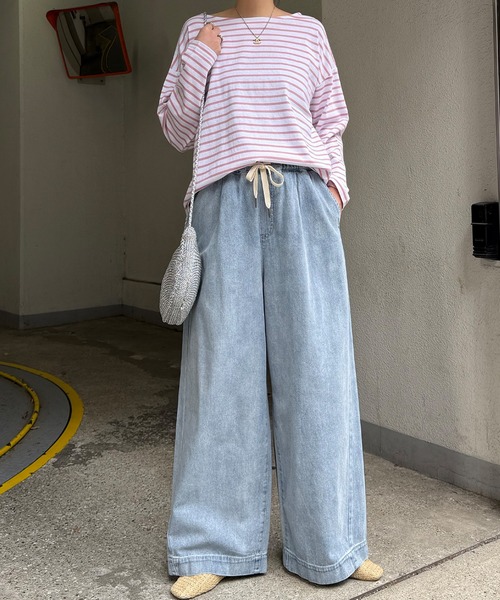 LBC（エルビーシー）の「【セットアップ着用可能】LBC ドロストワイドイージーパンツ（その他パンツ・レディース・ネイビー/オフホワイト/ライトブルー・L/M）」の9枚目の写真