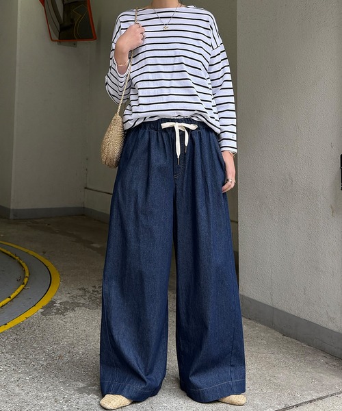 LBC（エルビーシー）の「【セットアップ着用可能】LBC ドロストワイドイージーパンツ（その他パンツ・レディース・ネイビー/オフホワイト/ライトブルー・L/M）」の11枚目の写真