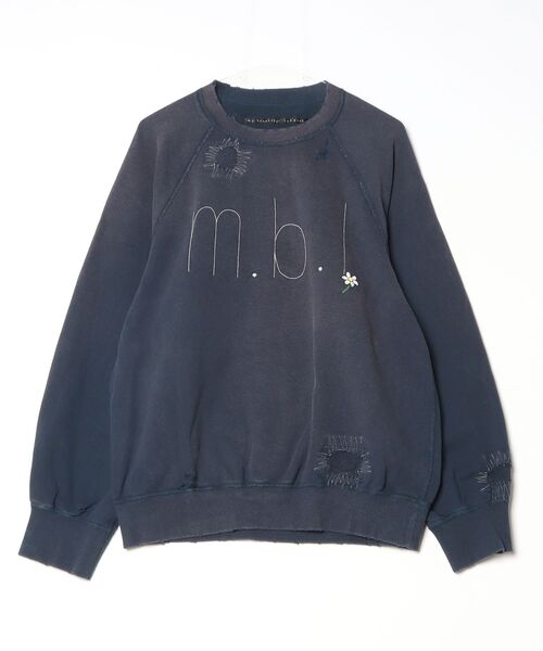 my beautiful landlet（マイビューティフルランドレット）の「【my beautiful landlet】DAMAGE EMBROIDERY SWEATSHIRT（スウェット・メンズ・ブラック/ネイビー/グレー/オートミール・0/1）」の6枚目の写真