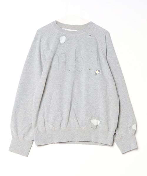 my beautiful landlet（マイビューティフルランドレット）の「【my beautiful landlet】DAMAGE EMBROIDERY SWEATSHIRT（スウェット・メンズ・ブラック/ネイビー/グレー/オートミール・0/1）」の7枚目の写真