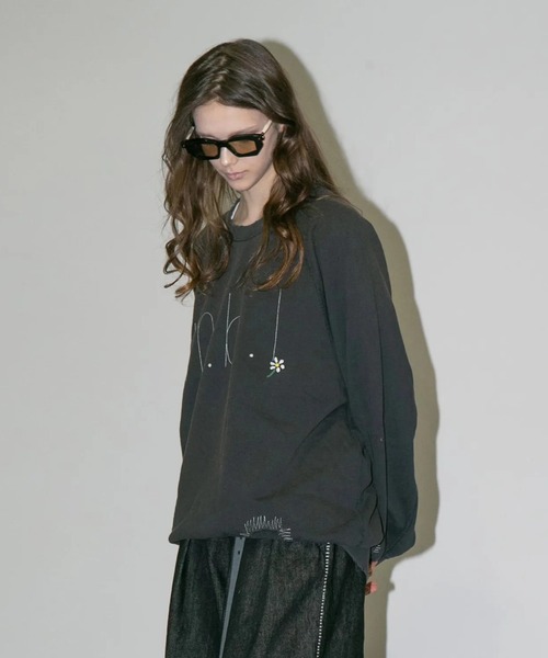 my beautiful landlet（マイビューティフルランドレット）の「【my beautiful landlet】DAMAGE EMBROIDERY SWEATSHIRT（スウェット・メンズ・ブラック/ネイビー/グレー/オートミール・0/1）」の20枚目の写真