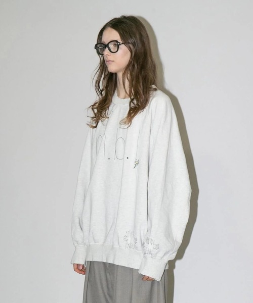 my beautiful landlet（マイビューティフルランドレット）の「【my beautiful landlet】DAMAGE EMBROIDERY SWEATSHIRT（スウェット・メンズ・ブラック/ネイビー/グレー/オートミール・0/1）」の17枚目の写真