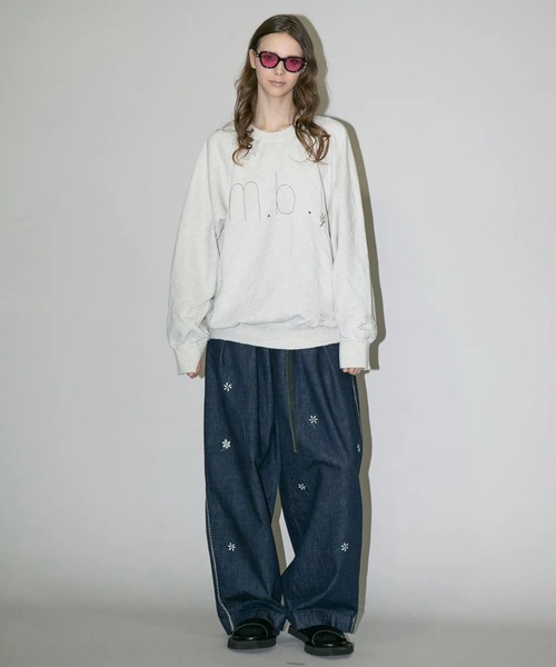 my beautiful landlet（マイビューティフルランドレット）の「【my beautiful landlet】DAMAGE EMBROIDERY SWEATSHIRT（スウェット・メンズ・ブラック/ネイビー/グレー/オートミール・0/1）」の10枚目の写真