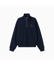 Terry Fleece Sweatshirt Half Zip Up_Navy