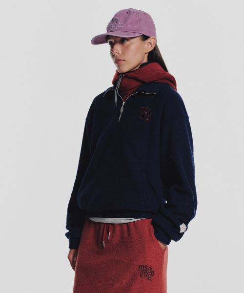 MENASOO(ミナス)の「Terry Fleece Sweatshirt Half Zip Up_Navy(スウェット・レディース・ネイビー・1/2)」の2枚目の写真