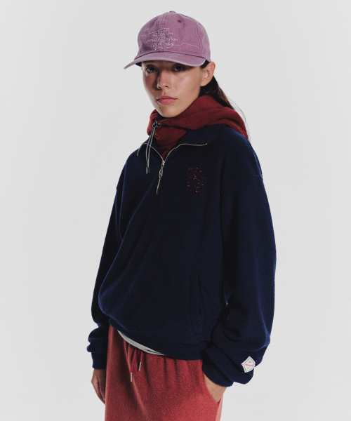 MENASOO(ミナス)の「Terry Fleece Sweatshirt Half Zip Up_Navy(スウェット・レディース・ネイビー・1/2)」の4枚目の写真