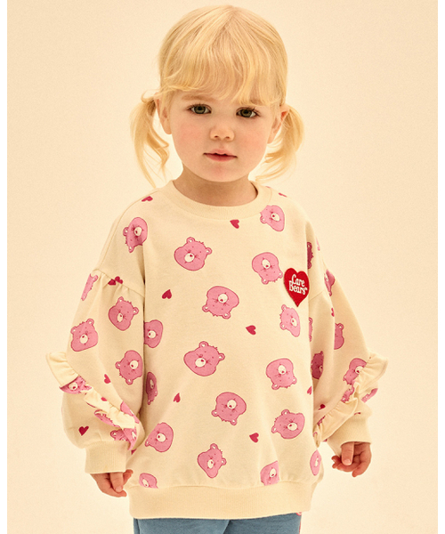 CAREBEARS(ケアベア)の「ハートハートラブアラートベアフリルマンツーマンTシャツ(スウェット・レディース・クリーム・FREE)」の1枚目の写真