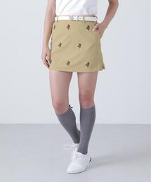 【St ANDREWS】接触冷感 リーフ柄刺繍ナイロンストレッチスカート (WOMENS)