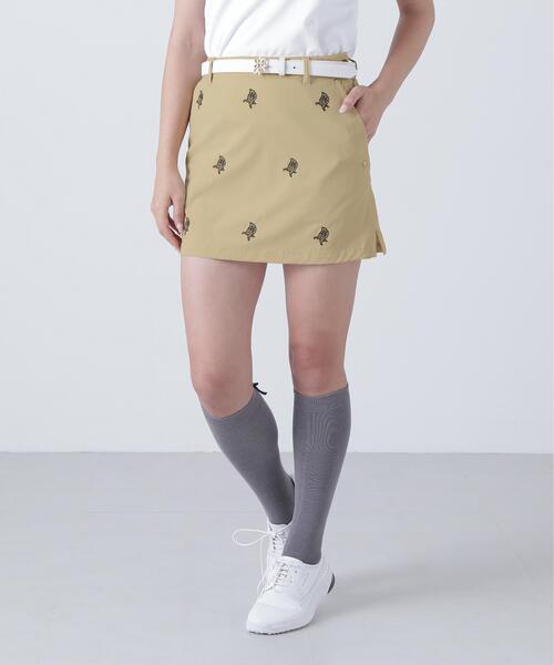 St ANDREWS(セントアンドリュース)の「【St ANDREWS】接触冷感 リーフ柄刺繍ナイロンストレッチスカート (WOMENS)(スカート・レディース・ベージュ/ネイビー・L/SS/M/S)」の2枚目の写真