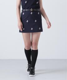 【St ANDREWS】接触冷感 リーフ柄刺繍ナイロンストレッチスカート (WOMENS)
