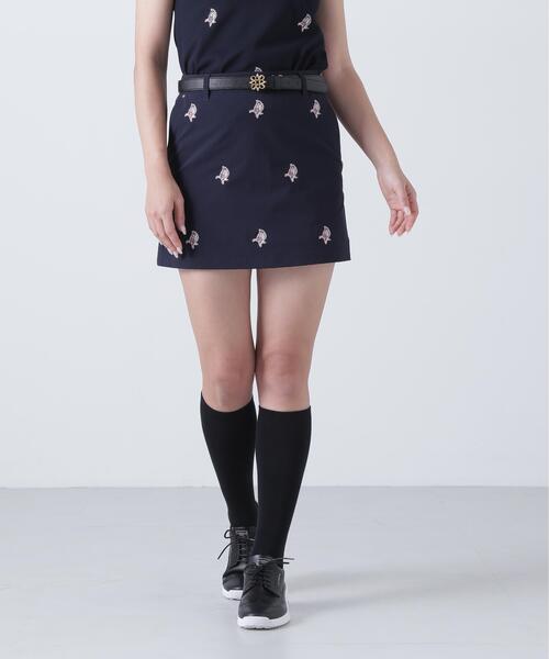 St ANDREWS(セントアンドリュース)の「【St ANDREWS】接触冷感 リーフ柄刺繍ナイロンストレッチスカート (WOMENS)(スカート・レディース・ベージュ/ネイビー・L/SS/M/S)」の1枚目の写真