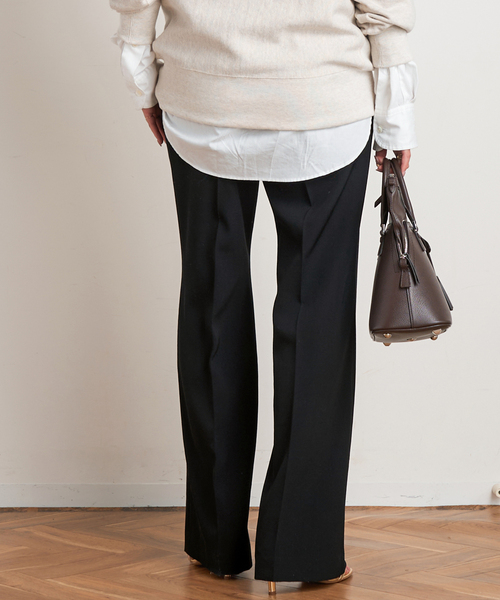 EVERYDAY I LIKE.（エヴリディアイライク）の「*Essential フレアパンツ（スラックス・レディース・ブラック・40/38/36）」の7枚目の写真