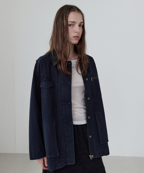 ROLAROLA(ロラロラ)の「COTTON WORK JACKET NAVY(ナイロンジャケット・レディース・ネイビー・FREE)」の1枚目の写真