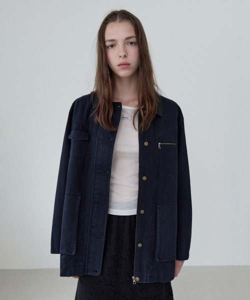 ROLAROLA(ロラロラ)の「COTTON WORK JACKET NAVY(ナイロンジャケット・レディース・ネイビー・FREE)」の2枚目の写真