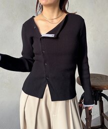 Thevon（ゼボン）の「アシメネックボタンリブニットプルオーバー（ニット/セーター）」