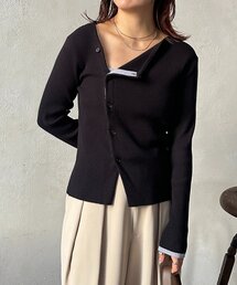 Thevon（ゼボン）の「アシメネックボタンリブニットプルオーバー（ニット/セーター）」