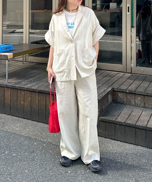 PILIT（ピリット）の「【セットアップ可】５分袖ジャケット（テーラードジャケット・レディース・ブラック/ブラック系その他/ベージュ・MEDIUM）」の17枚目の写真