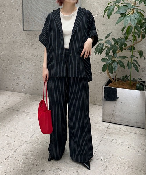 PILIT（ピリット）の「【セットアップ可】５分袖ジャケット（テーラードジャケット・レディース・ブラック/ブラック系その他/ベージュ・MEDIUM）」の13枚目の写真