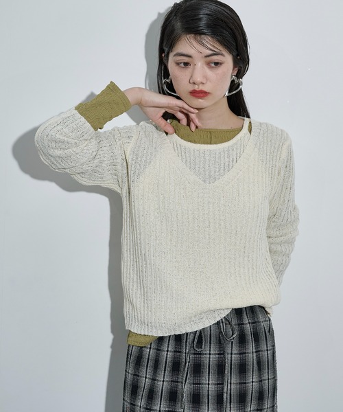 THE YOn(ザヨン)の「フェイクレイヤードスラブニットトップス(ニット/セーター・レディース・ピンク/ベージュ/ブラック/アイボリー・FREE)」の22枚目の写真