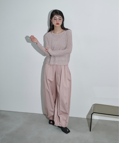 THE YOn(ザヨン)の「フェイクレイヤードスラブニットトップス(ニット/セーター・レディース・ピンク/ベージュ/ブラック/アイボリー・FREE)」の14枚目の写真