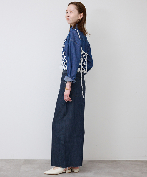 SLOBE IENA（スローブイエナ）の「《WEBのみ4サイズ展開/》LE DENIM スリットフレアデニムスカート（デニムスカート・レディース・ネイビー/ブルー系その他・34/36/38/40）」の10枚目の写真
