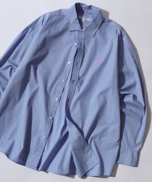 U.S. POLO ASSN.(ユーエスポロアッスン)の「U.S. POLO ASSN./ユーエスポロアッスン オーバーサイズ ワンポイント刺繍 ブロード デニム 無地 チェック レギュラーカラーシャツ 長袖シャツ レディース メンズ(シャツ/ブラウス・メンズ・ホワイト/ベージュ系その他/グリーン系その他/ブルー系その他/グレー系その他/インディゴブルー/ライトブルー/ブラック・M/L/LL)」の6枚目の写真