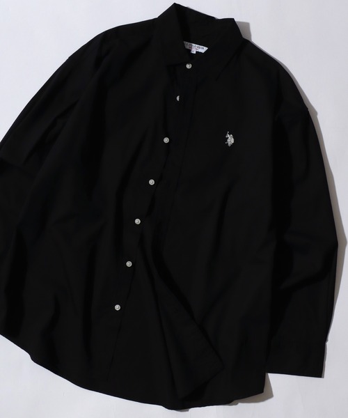 U.S. POLO ASSN.(ユーエスポロアッスン)の「U.S. POLO ASSN./ユーエスポロアッスン オーバーサイズ ワンポイント刺繍 ブロード デニム 無地 チェック レギュラーカラーシャツ 長袖シャツ レディース メンズ(シャツ/ブラウス・メンズ・ホワイト/ベージュ系その他/グリーン系その他/ブルー系その他/グレー系その他/インディゴブルー/ライトブルー/ブラック・M/L/LL)」の3枚目の写真