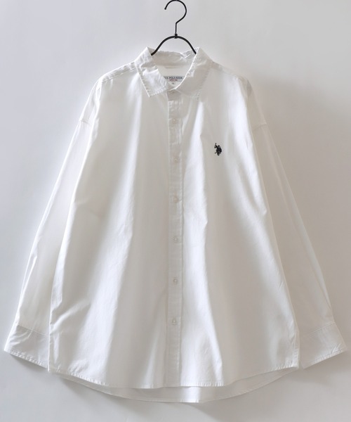 U.S. POLO ASSN.(ユーエスポロアッスン)の「U.S. POLO ASSN./ユーエスポロアッスン オーバーサイズ ワンポイント刺繍 ブロード デニム 無地 チェック レギュラーカラーシャツ 長袖シャツ レディース メンズ(シャツ/ブラウス・メンズ・ホワイト/ベージュ系その他/グリーン系その他/ブルー系その他/グレー系その他/インディゴブルー/ライトブルー/ブラック・M/L/LL)」の9枚目の写真