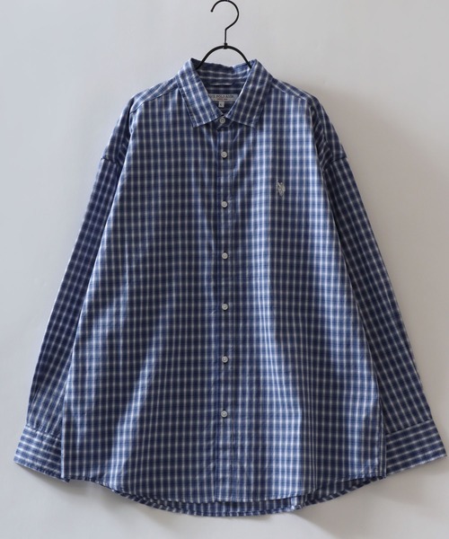 U.S. POLO ASSN.(ユーエスポロアッスン)の「U.S. POLO ASSN./ユーエスポロアッスン オーバーサイズ ワンポイント刺繍 ブロード デニム 無地 チェック レギュラーカラーシャツ 長袖シャツ レディース メンズ(シャツ/ブラウス・メンズ・ホワイト/ベージュ系その他/グリーン系その他/ブルー系その他/グレー系その他/インディゴブルー/ライトブルー/ブラック・M/L/LL)」の16枚目の写真