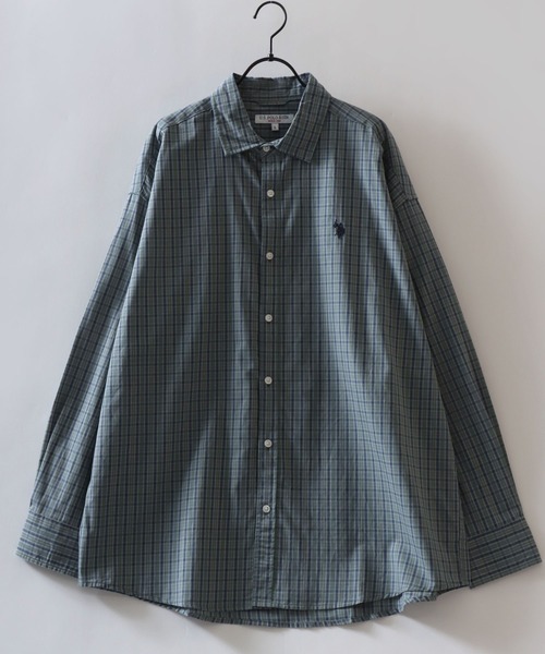 U.S. POLO ASSN.(ユーエスポロアッスン)の「U.S. POLO ASSN./ユーエスポロアッスン オーバーサイズ ワンポイント刺繍 ブロード デニム 無地 チェック レギュラーカラーシャツ 長袖シャツ レディース メンズ(シャツ/ブラウス・メンズ・ホワイト/ベージュ系その他/グリーン系その他/ブルー系その他/グレー系その他/インディゴブルー/ライトブルー/ブラック・M/L/LL)」の15枚目の写真