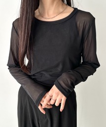 クルーネック カラー シアーカットソー