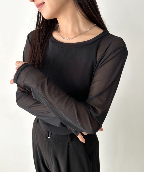 LOVALOT(ラバロット)の「クルーネック カラー シアーカットソー(Tシャツ/カットソー・レディース・イエロー/ホワイト/ブラック・F)」の18枚目の写真