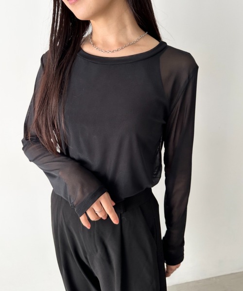 LOVALOT(ラバロット)の「クルーネック カラー シアーカットソー(Tシャツ/カットソー・レディース・イエロー/ホワイト/ブラック・F)」の19枚目の写真